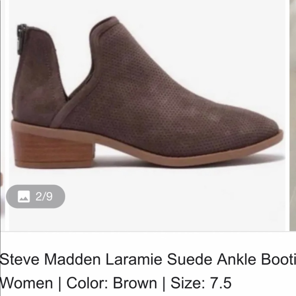 Steve Madden brown suede ankle booties, size 7.5